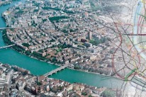 Luftaufnahme von Basel mit Rhein